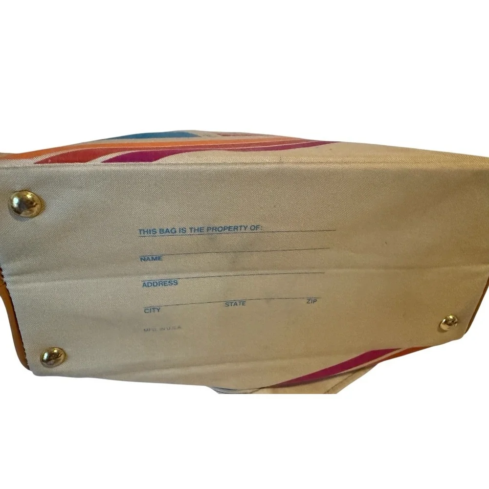 Vintage American Express Travel Agent Carry On Luggage Airline Bag 70's Tan